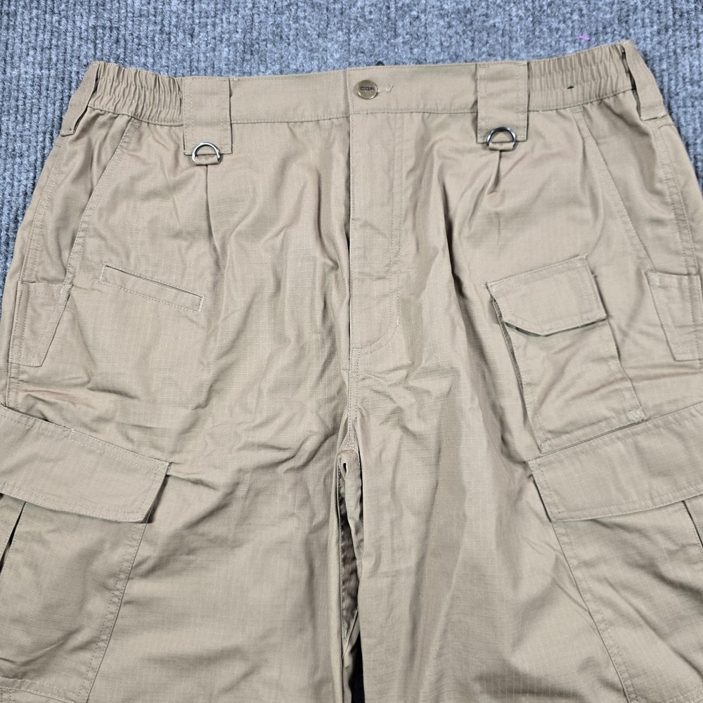 CQR Pants Mens 40x34 Beige Cargo Ripstop Elastic Waist Utility Hiking Workwear